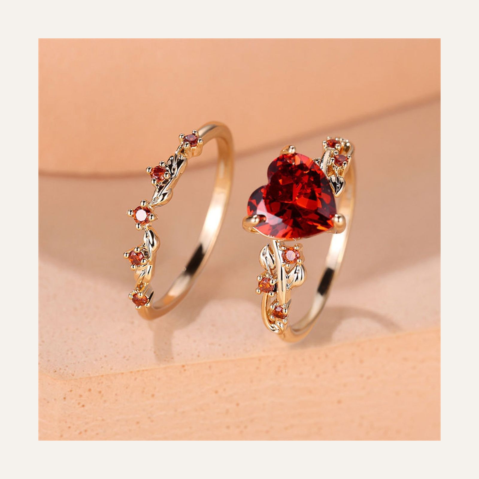 Heart-Shaped Stackable Ring Set