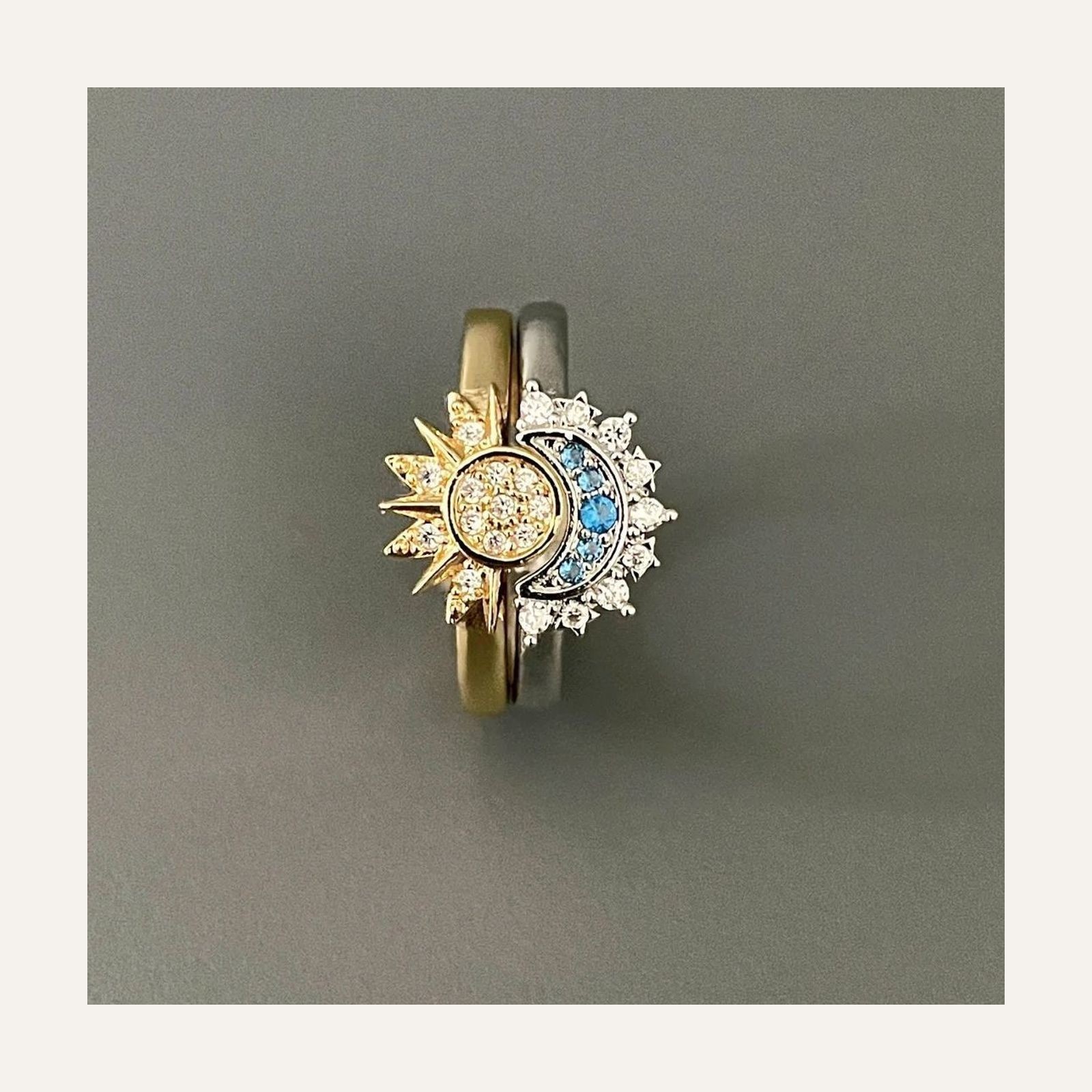 Sun & Moon Couple Rings Set